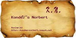Kondás Norbert névjegykártya